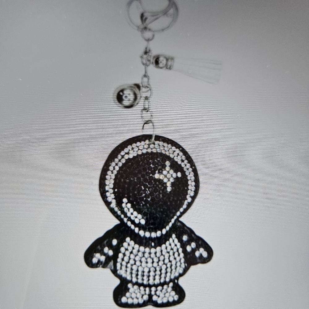 Crystal-Embellished Black Doll Keychain Card Holder